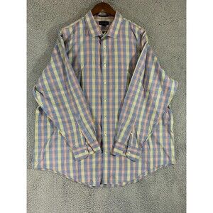 Land's End 18.5-34 No Iron Long Sleeve Button Up Shirt Vibrant Pastel Easter